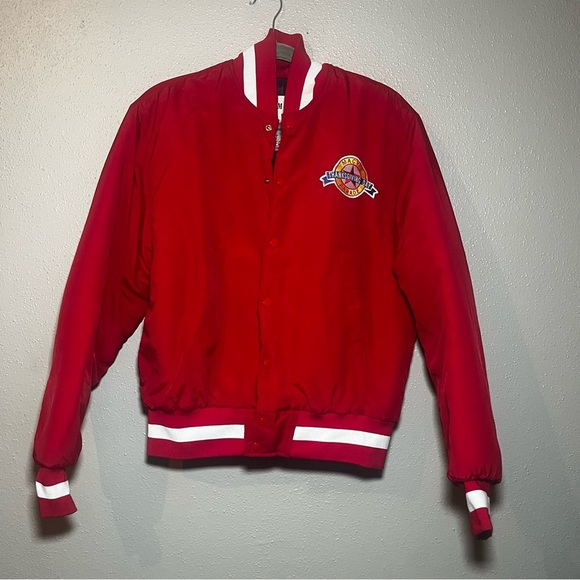 Macys Thanksgiving Day Parade Red Jacket Performance Team Bomber Coat Sz M - Picture 1 of 6